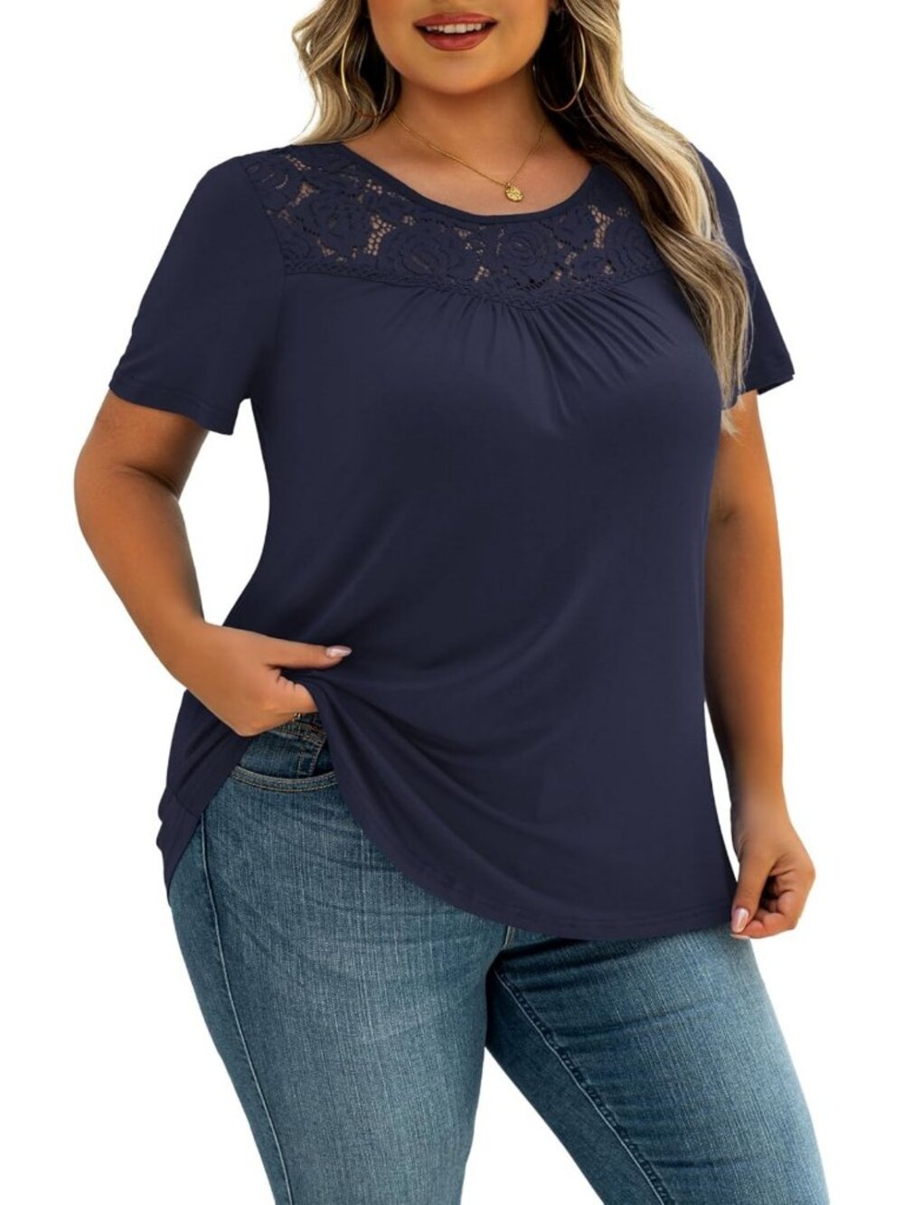 Plus Size Lace Tunic Top for Women - Stylish, Comfortable & Trendy Fashion